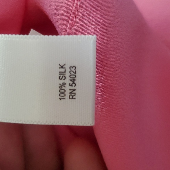 Banana Republic Dress Size 8 Pink Ruffle Drawstring 100% Silk - Picture 9 of 12